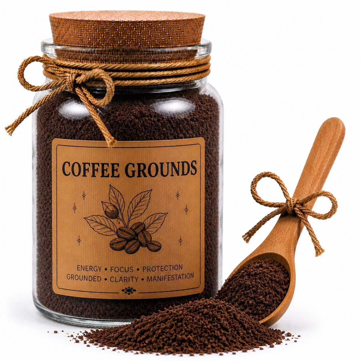 Herb Spell Jar + Spoon | Coffee Grounds | Dried, Cut & Sifted | Coffea Arabica | 50ML __etsy:8034545391