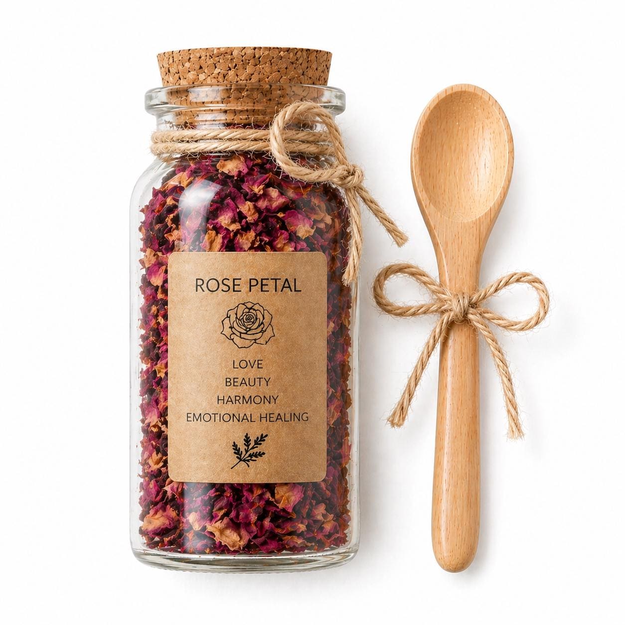 Spell Jar + Spoon | Rose Petal | Dried, Cut & Sifted | Rose SPP. | 50ML