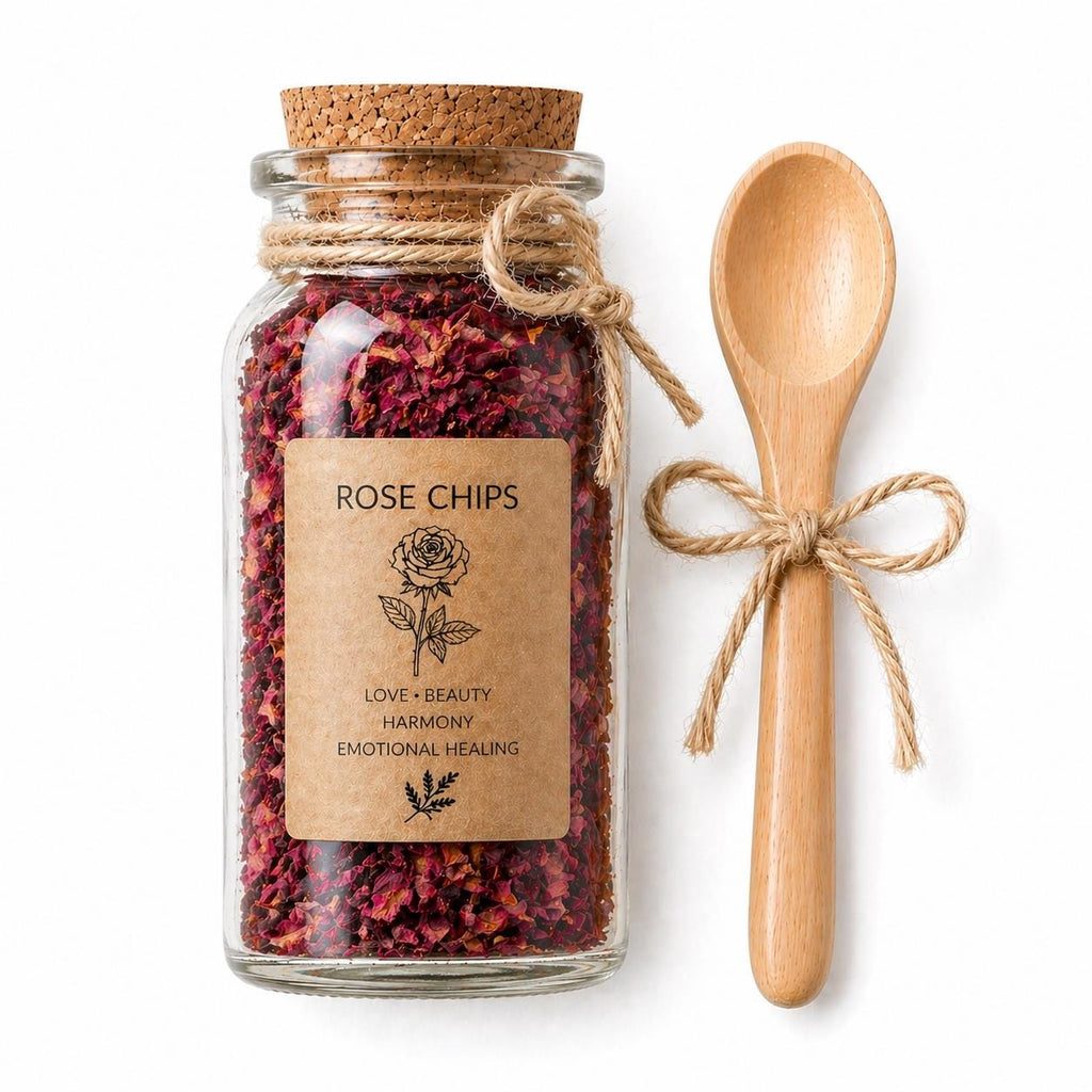 Spell Jar + Spoon | Rose Chips | Dried, Cut & Sifted | Rose SPP. | 50ML