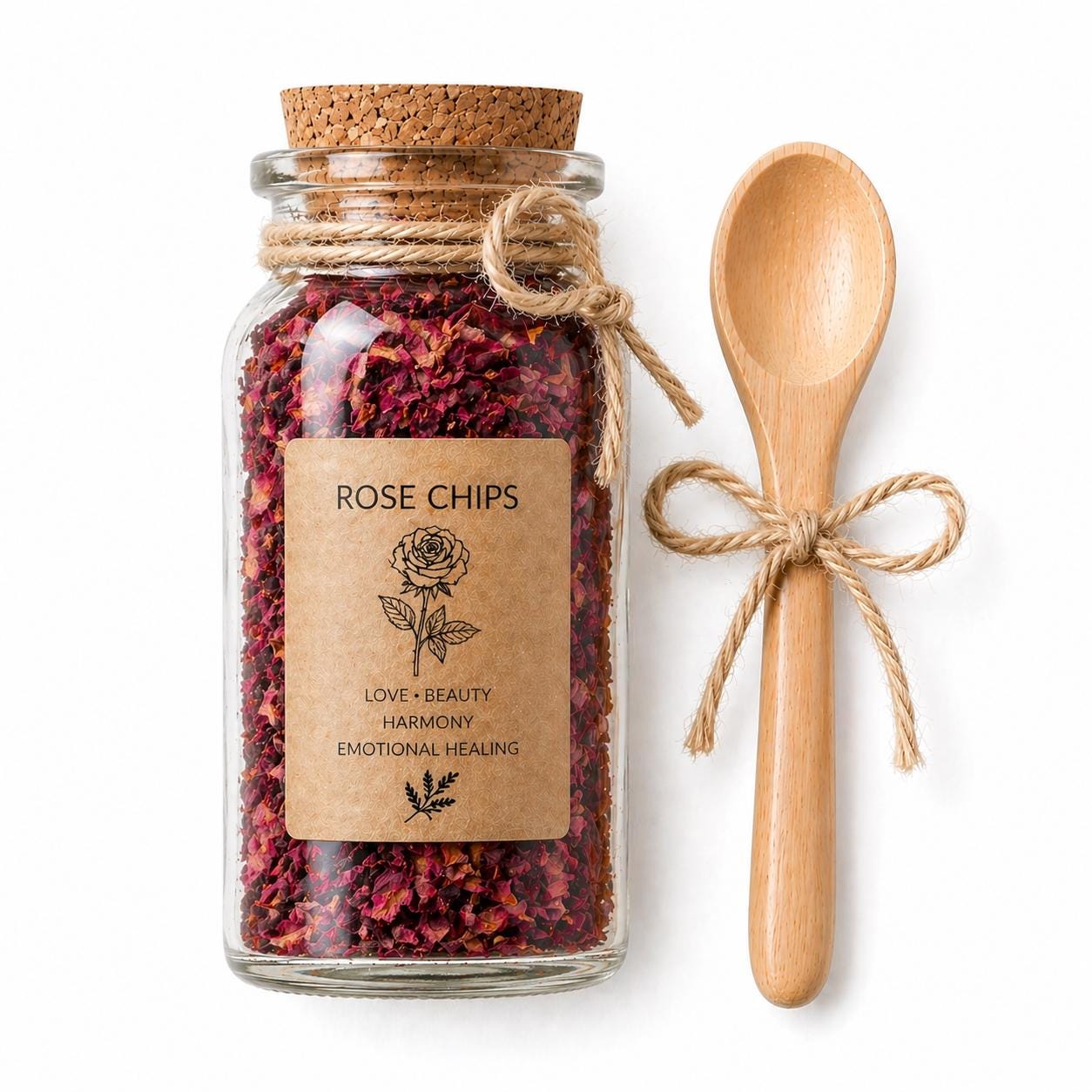 Spell Jar + Spoon | Rose Chips | Dried, Cut & Sifted | Rose SPP. | 50ML