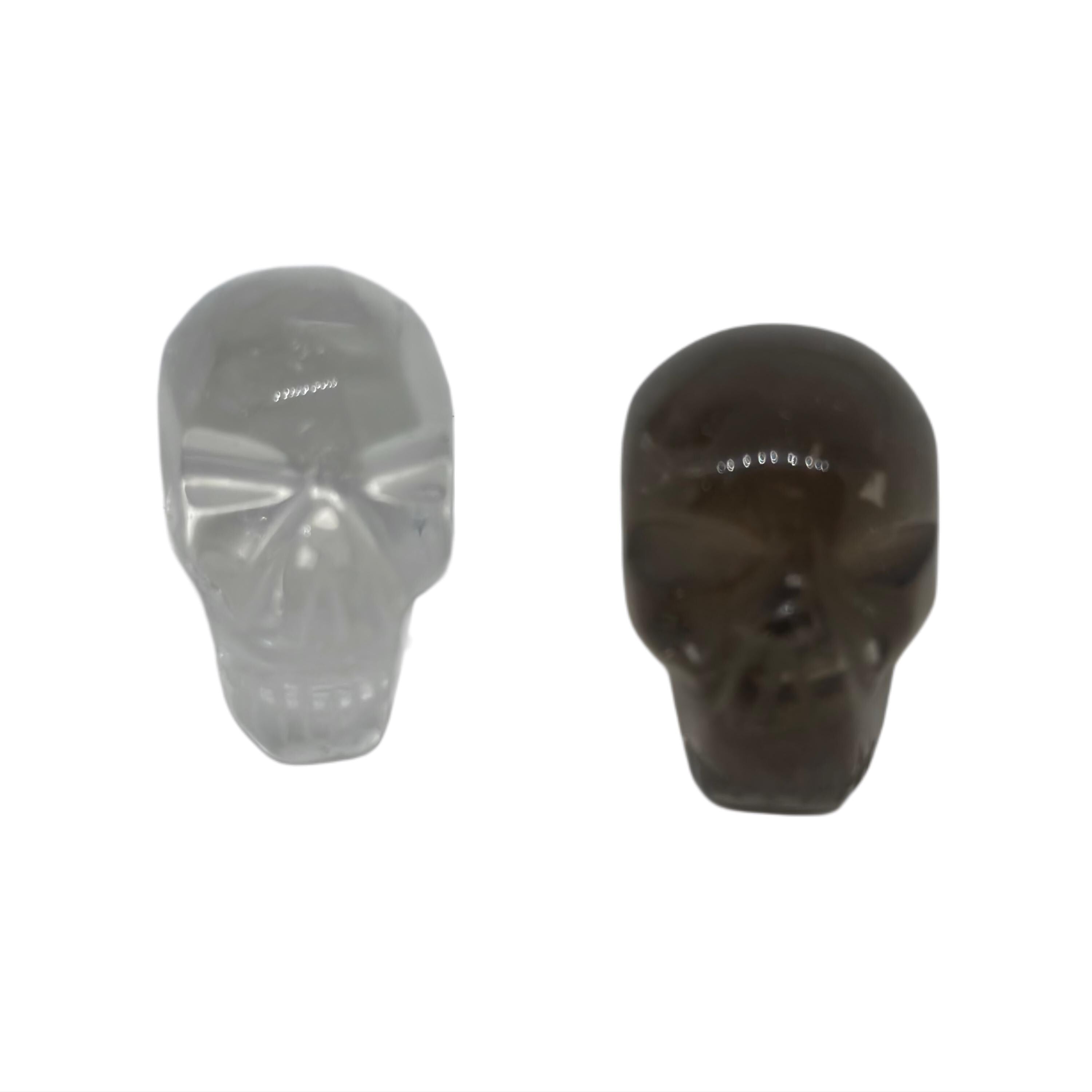Crystal + Rocks| Bundle of 2 | Clear Quartz + Smoky Quartz Skulls | 1inch