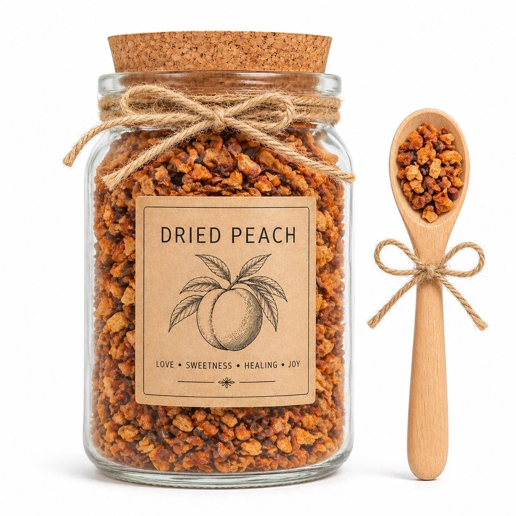 Herb Spell Jar + Spoon | Dried Peach | Dried, Cut & Sifted | Prunus Persica | 50ML