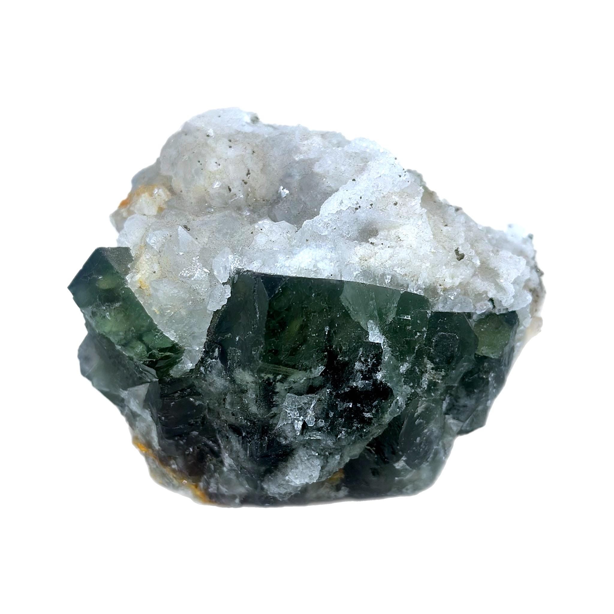 Crystal + Rocks | Raw | Green Cubic Fluorite on Calcite | 4inch