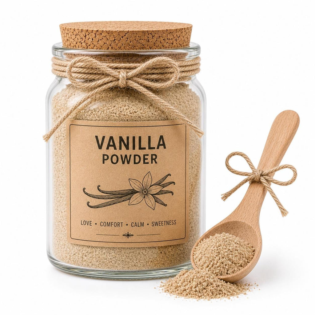 Herb Spell Jar + Spoon | Vanilla Powder | Dried, Cut & Sifted | Vanilla Planifolia | 50ML