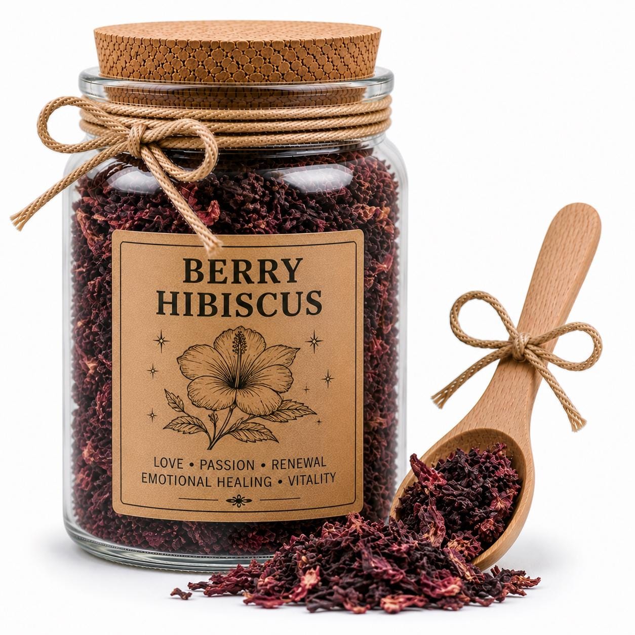 Spell Jar + Spoon | Berry Hibiscus | Dried, Cut & Sifted | Hibiscus Sabdariffa | 50ML
