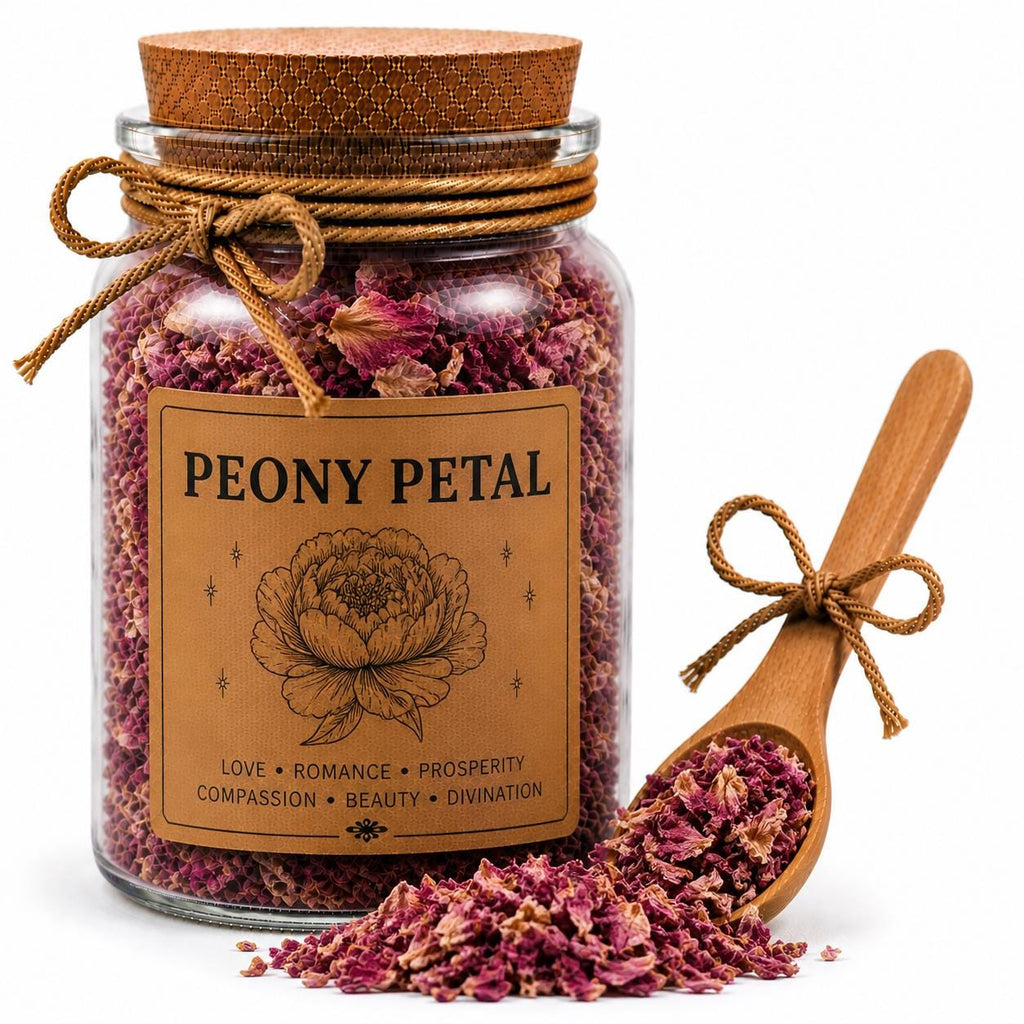 Herb Spell Jar + Spoon | Peony Petal | Dried, Cut & Sifted | Paeonia Spp. | 50ML