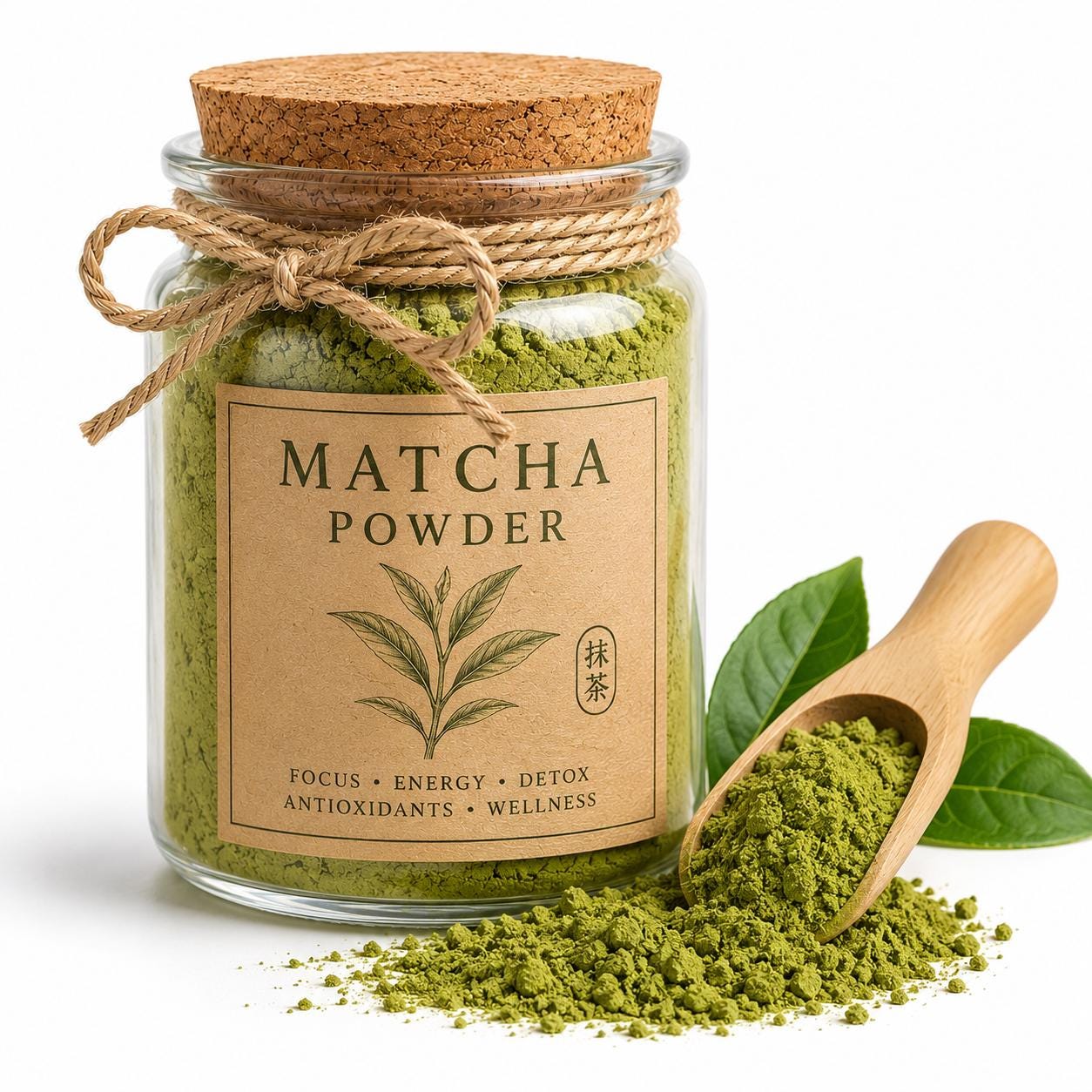 Herb Spell Jar + Spoon | Matcha Powder (Green Tea Powder) | Dried, Cut & Sifted | Focused Energy Botanical | 50ML