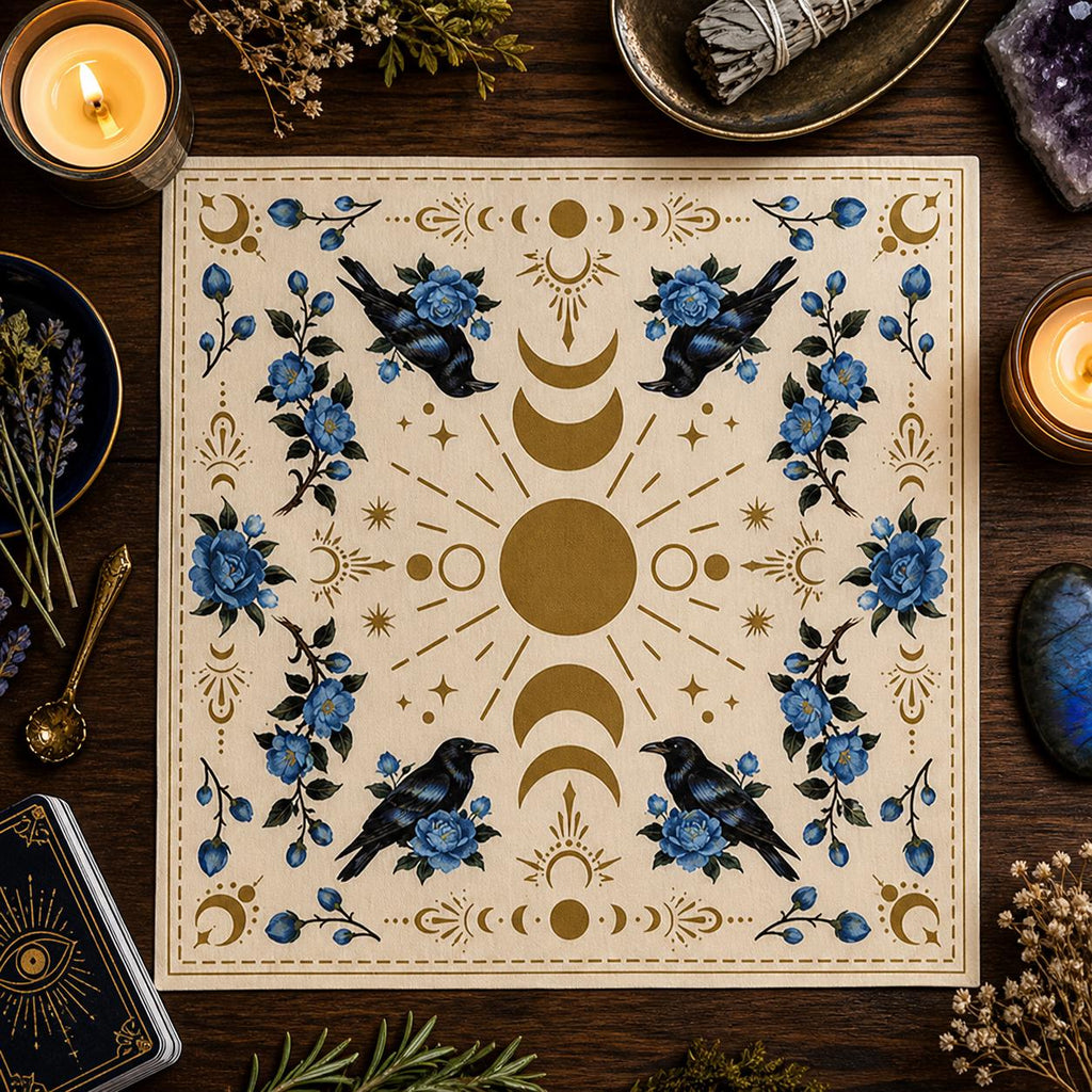 XL Witch Alter | Mantle | Ritual | Divination | Tarot Cloth | Celestial Moon Phase