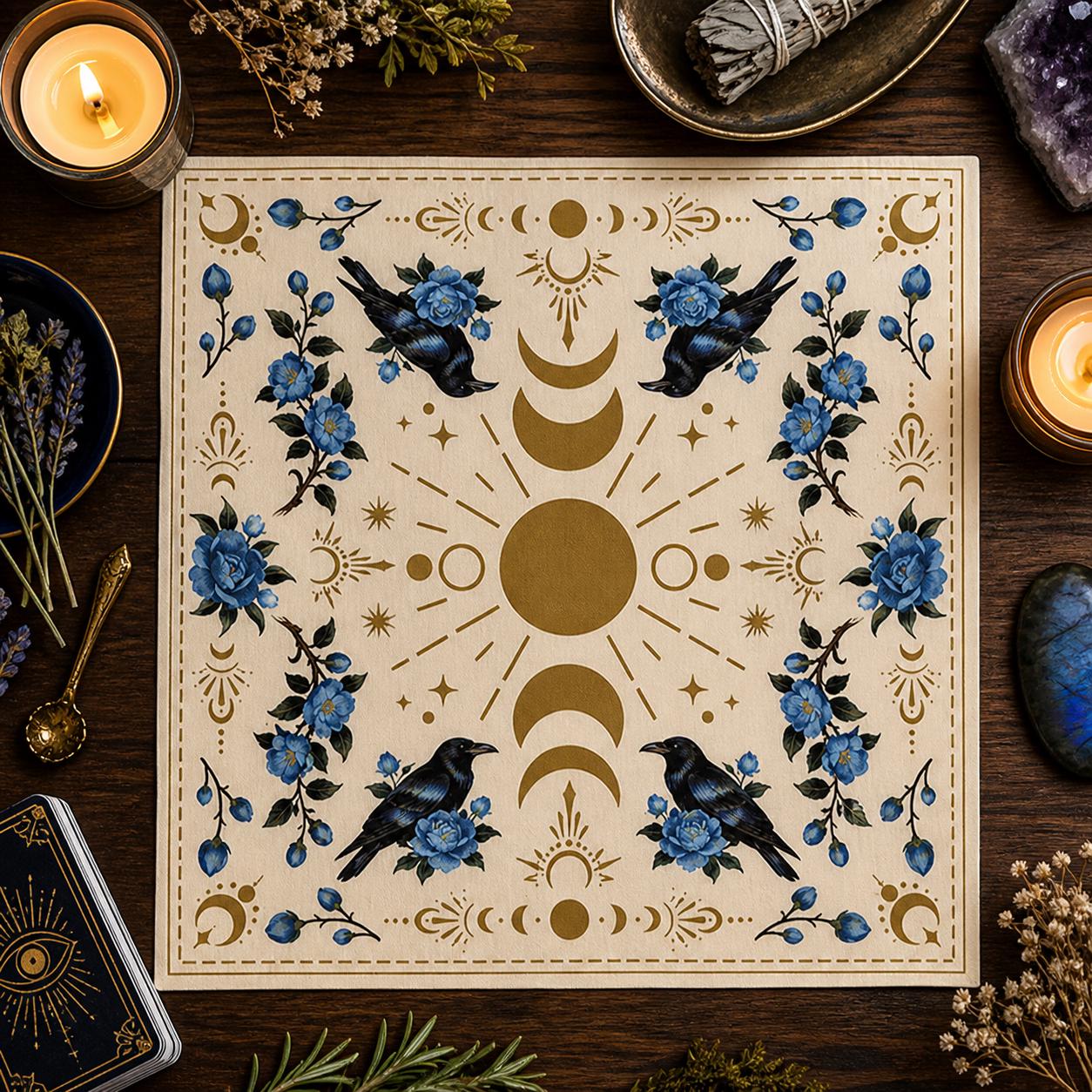 XL Witch Alter | Mantle | Ritual | Divination | Tarot Cloth | Celestial Moon Phase