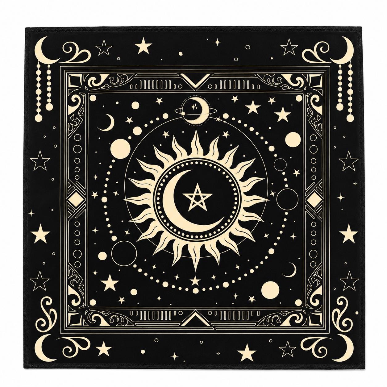XL Witch Alter | Mantle | Ritual | Divination | Tarot Cloth | Celestial Sun & Moon