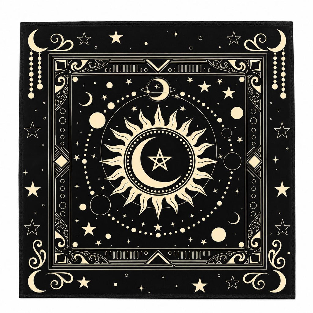 XL Witch Alter | Mantle | Ritual | Divination | Tarot Cloth | Celestial Sun & Moon