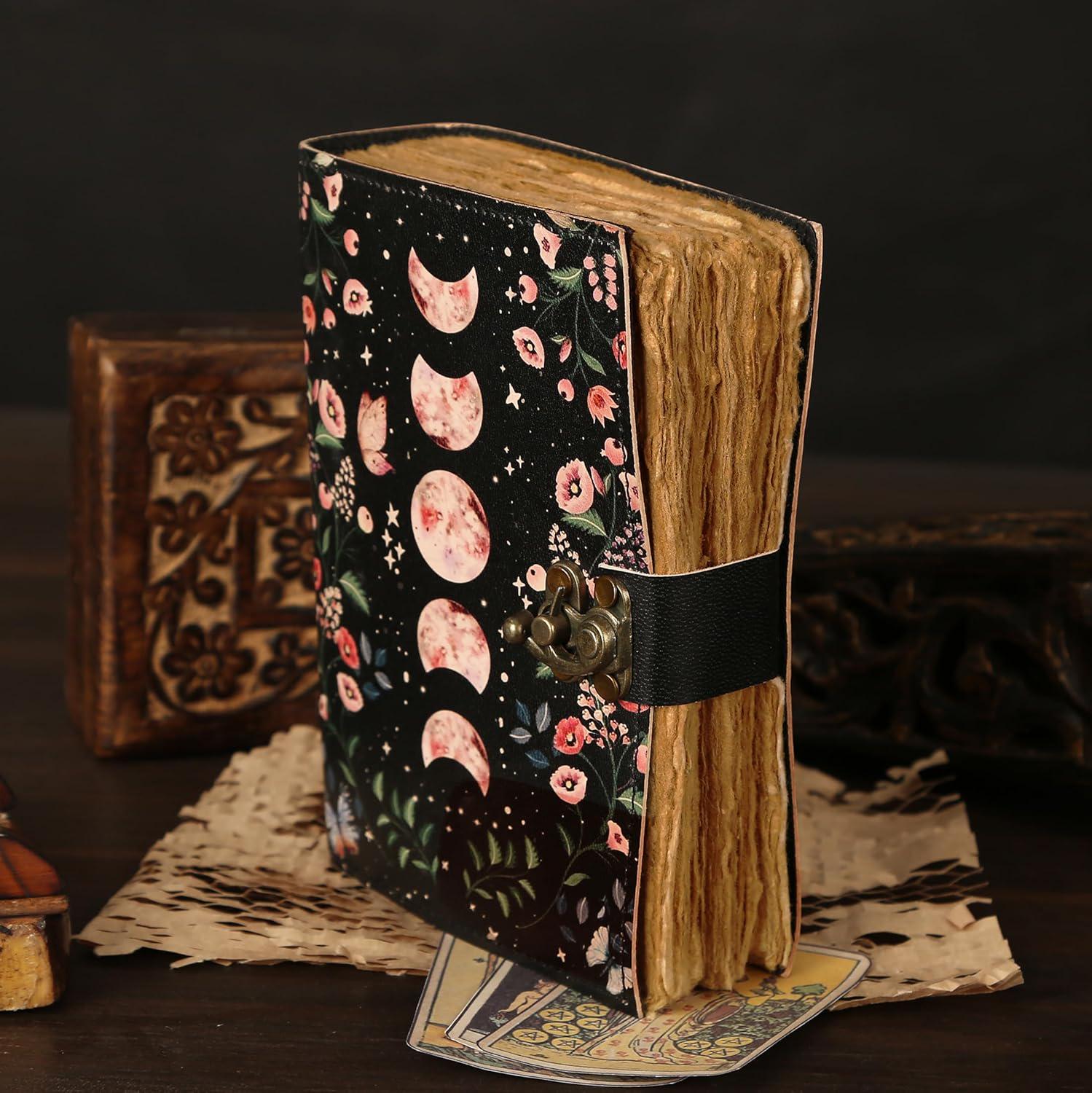 Witch Feather Quill Pen + Notebook Set | Vintage Journal | Book | Moon Phase