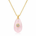Gold Chain Pendant Necklace | Rose Quartz Crystal | Love & Compassion | Teardrop Pendant