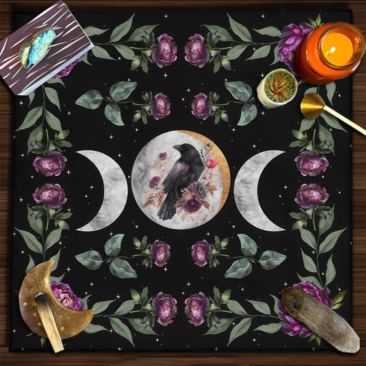 XL Witch Alter | Mantle | Ritual | Divination | Tarot Cloth | Raven Moon