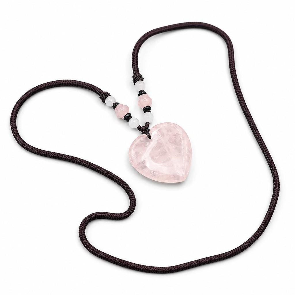 Rose Quartz Crystal | Pendant Necklace | Obsidian Crystal | Love & Compassion | Heart Pendant