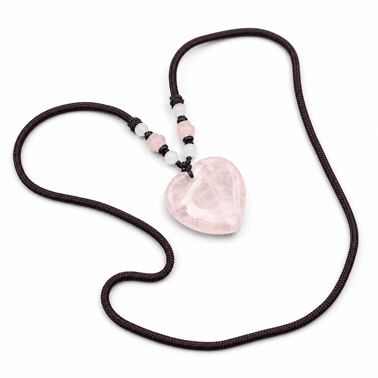 Rose Quartz Crystal | Pendant Necklace | Obsidian Crystal | Love & Compassion | Heart Pendant