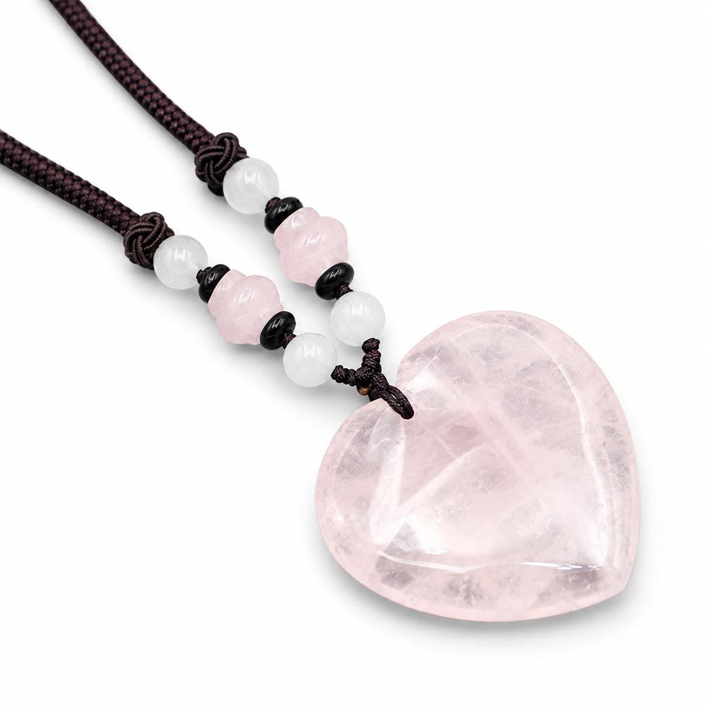 Rose Quartz Crystal | Pendant Necklace | Obsidian Crystal | Love & Compassion | Heart Pendant