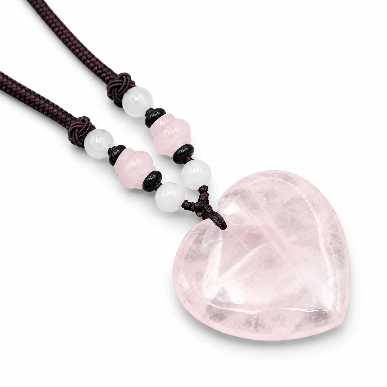 Rose Quartz Crystal | Pendant Necklace | Obsidian Crystal | Love & Compassion | Heart Pendant