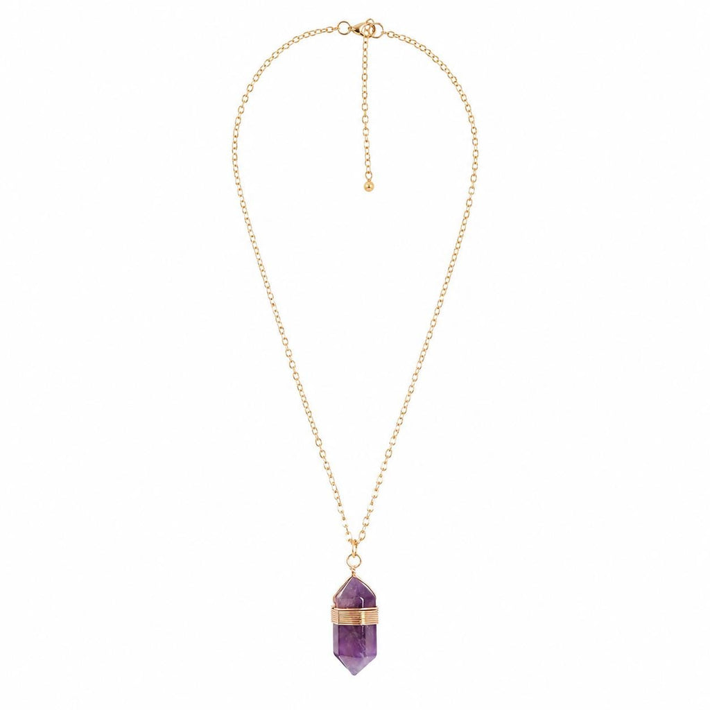 Amethyst Gold Chain | Pendant Necklace | Crystal | Calm + Spirtuality | Point Pendant