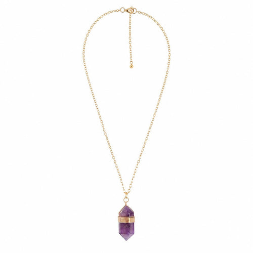 Amethyst Gold Chain | Pendant Necklace | Crystal | Calm + Spirtuality | Point Pendant