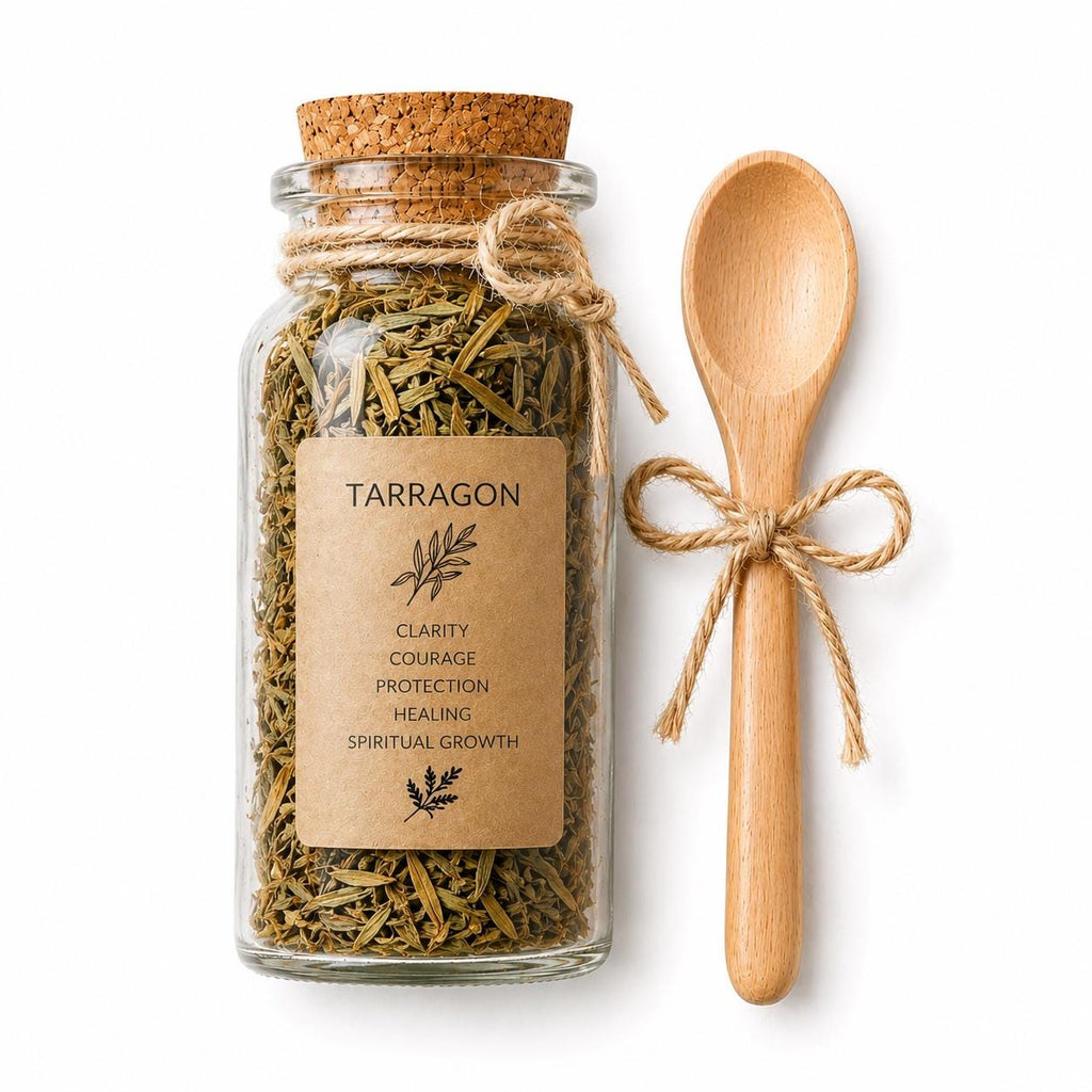 Herb Spell Jar + Spoon | Tarragon | Dried, Cut & Sifted | Artemisia Dracunculus | 50ML