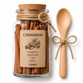 Herb Spell Jar + Spoon | Cinnamon Sticks | Dried, Cut & Sifted | Cinnamomum Verum | 50ML