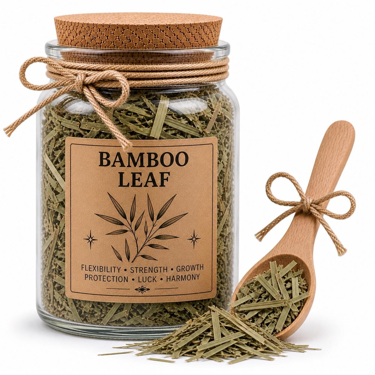 Herb Spell Jar + Spoon | Bamboo Leaf | Dried, Cut & Sifted | Bambusa Spp. | 50ML