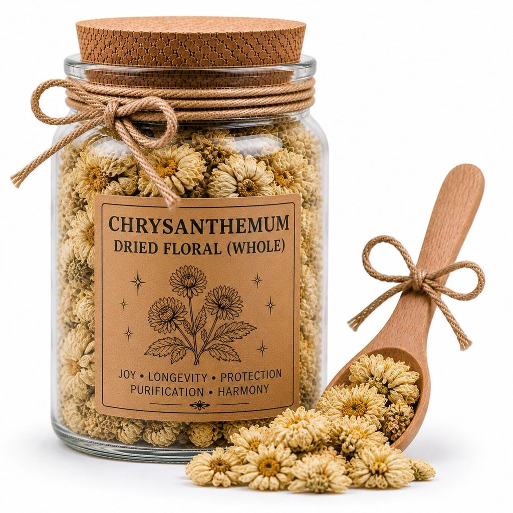 Herb Spell Jar + Spoon | Chrysanthemum | Dried, Cut & Sifted | Chrysanthemum Spp. | 50ML