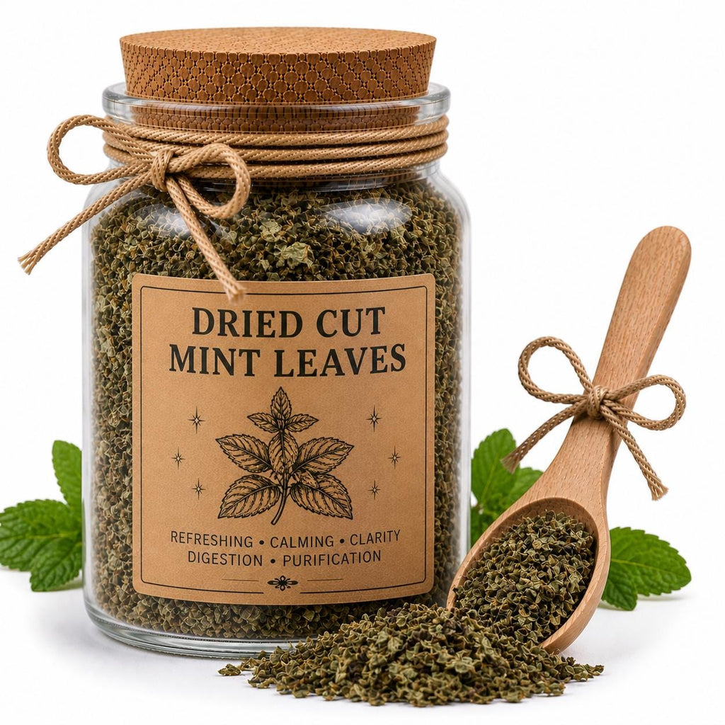 Herb Spell Jar + Spoon | Mint Leaves | Dried, Cut & Sifted | Mentha Spp. | 50ML