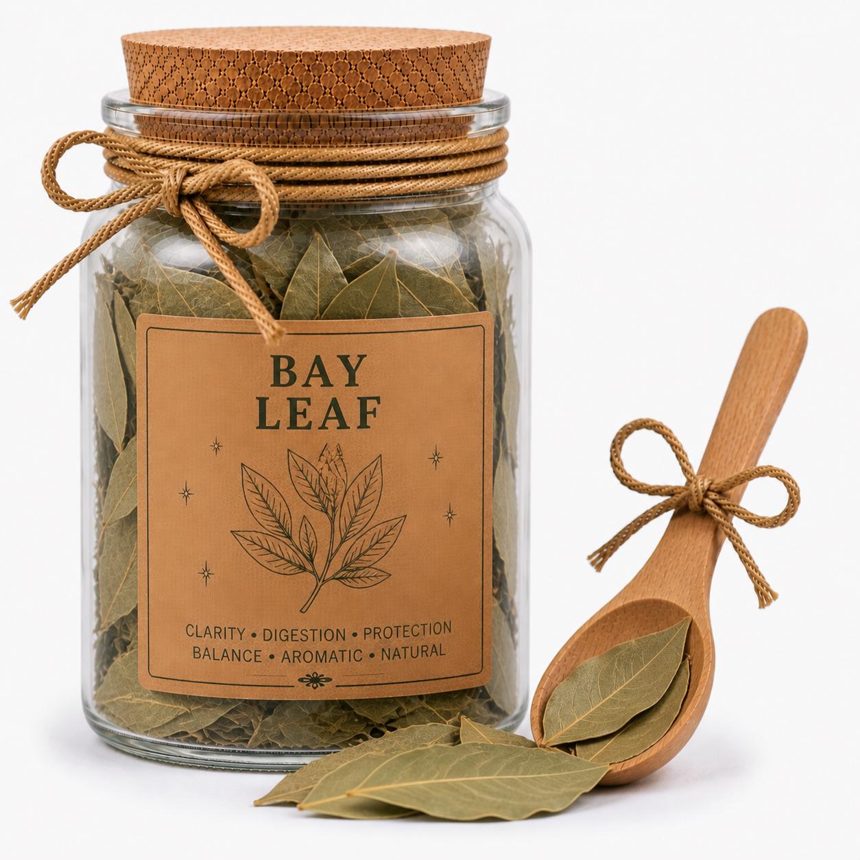 Herb Spell Jar + Spoon | Bay Leaf | Dried, Cut & Sifted | Laurus Nobilis | 50ML