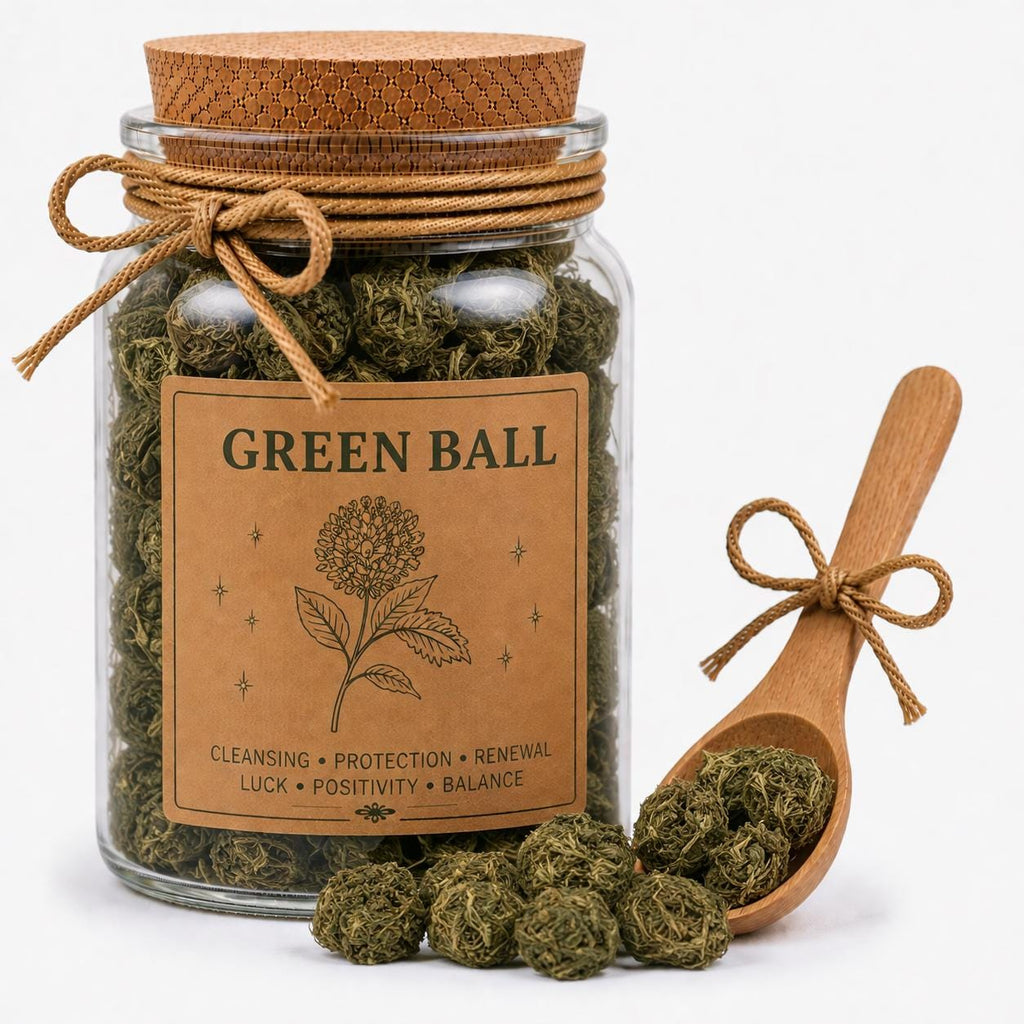 Herb Spell Jar + Spoon | Green Ball | Dried, Cut & Sifted | Dried Herbal Blend | 50ML