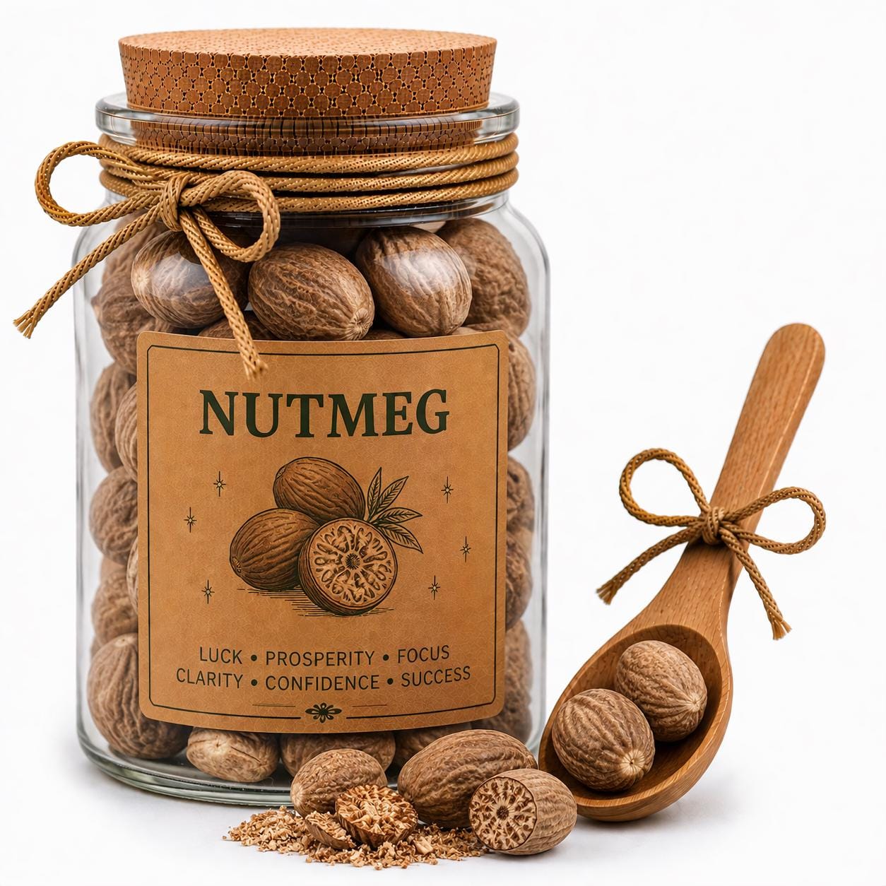 Herb Spell Jar + Spoon | Nutmeg | Dried, Cut & Sifted | Myristica Fragrans | 50ML