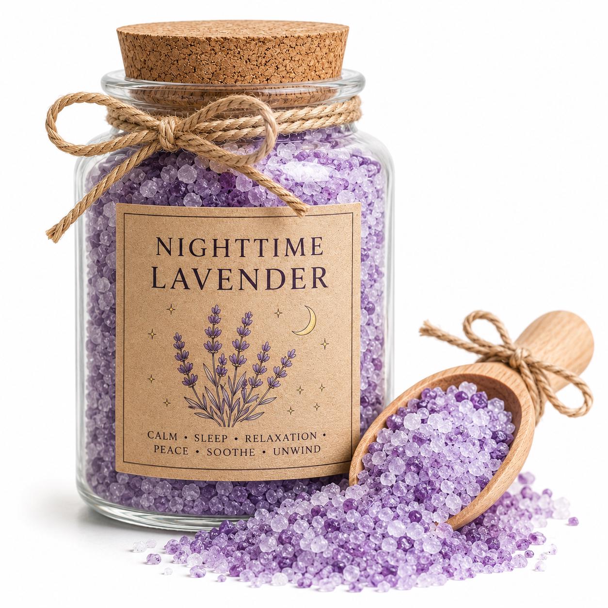 Herb Spell Jar + Spoon | Lavender (Epson Salt Blend) | Dried, Cut & Sifted | Botanical Soak | 50ML