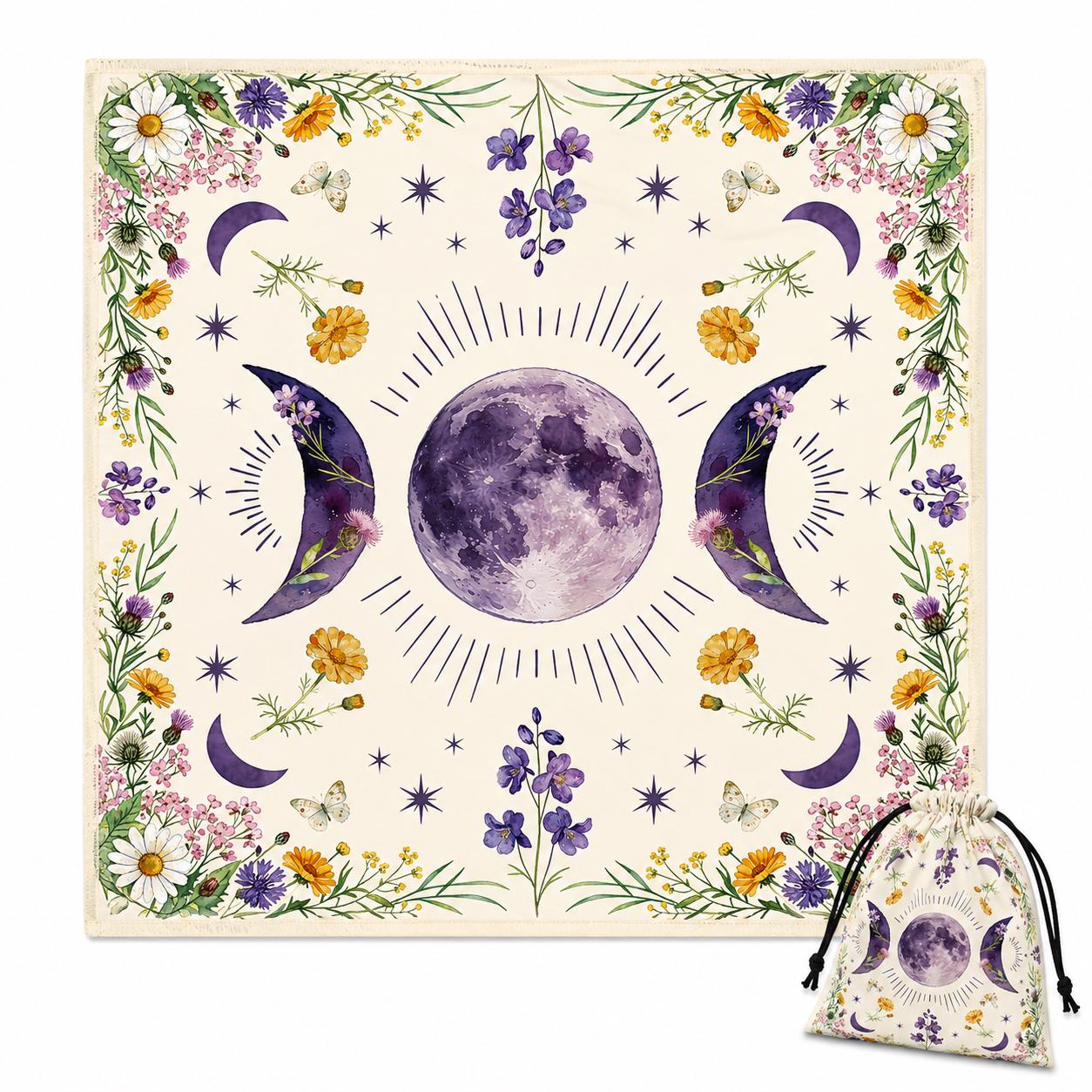 XL Witch Alter | Mantle | Ritual | Divination | Tarot Cloth | Wildflower Moon Phase