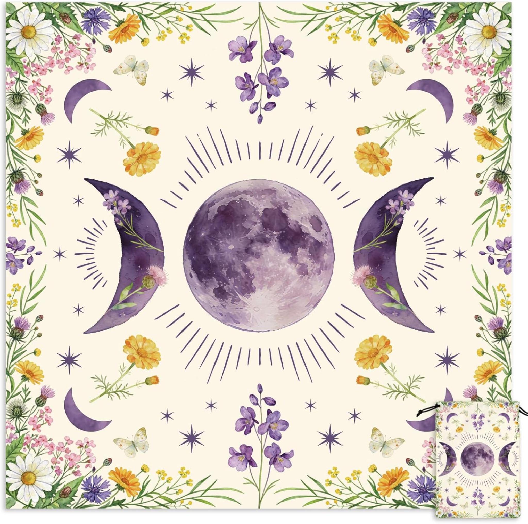 XL Witch Alter | Mantle | Ritual | Divination | Tarot Cloth | Wildflower Moon Phase