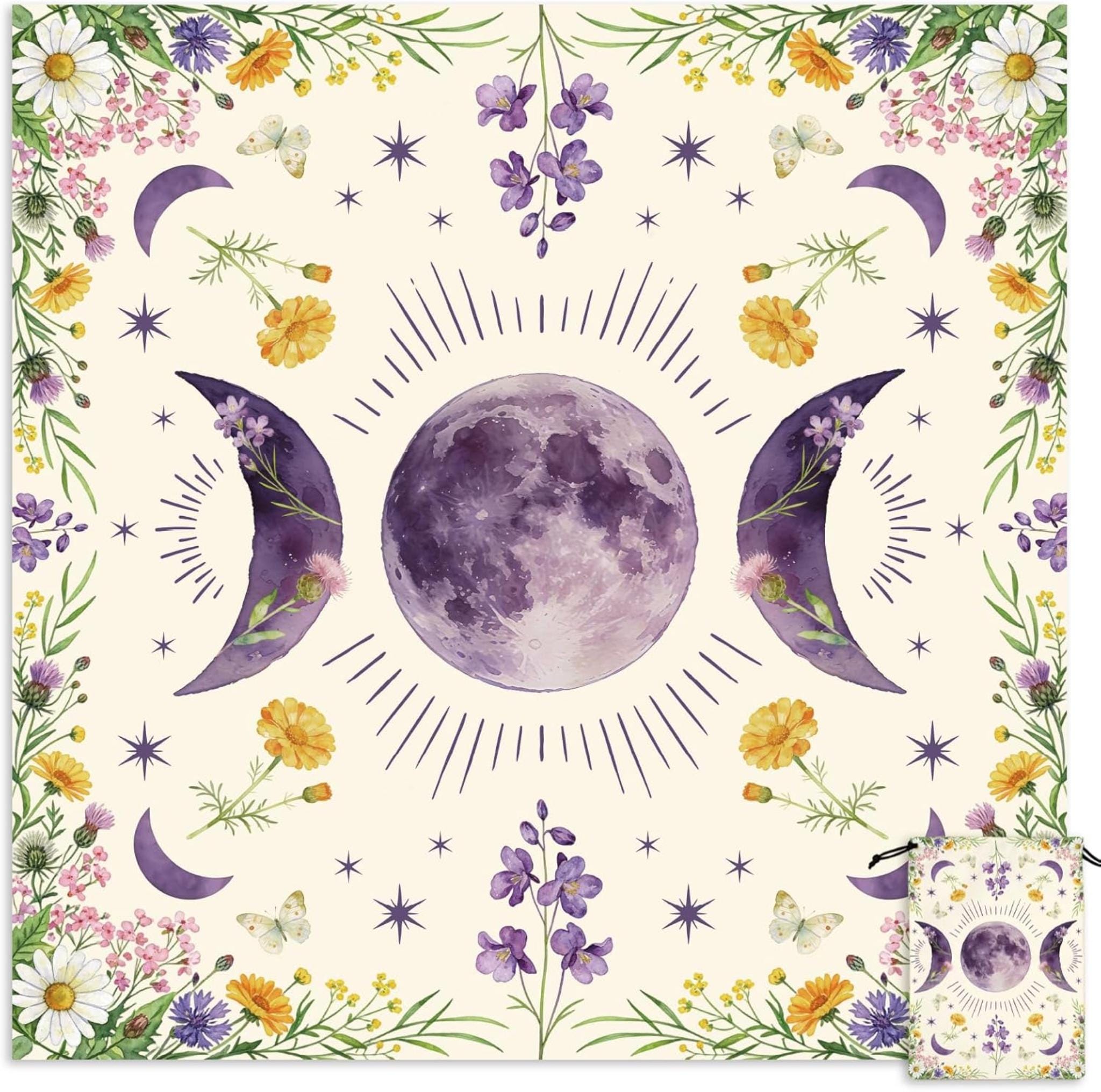 XL Witch Alter | Mantle | Ritual | Divination | Tarot Cloth | Wildflower Moon Phase