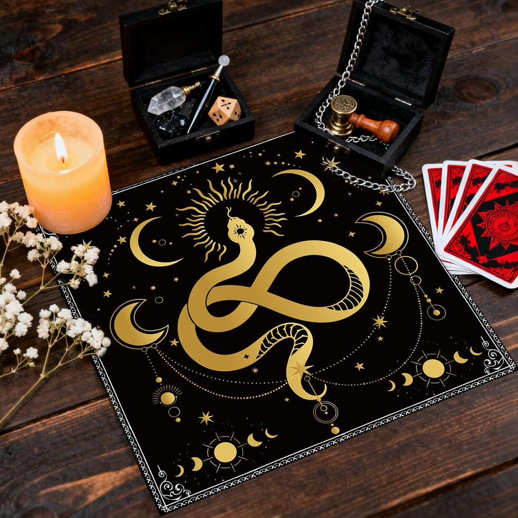 XL Witch Alter | Mantle | Ritual | Divination | Tarot Cloth | Golden Serpent