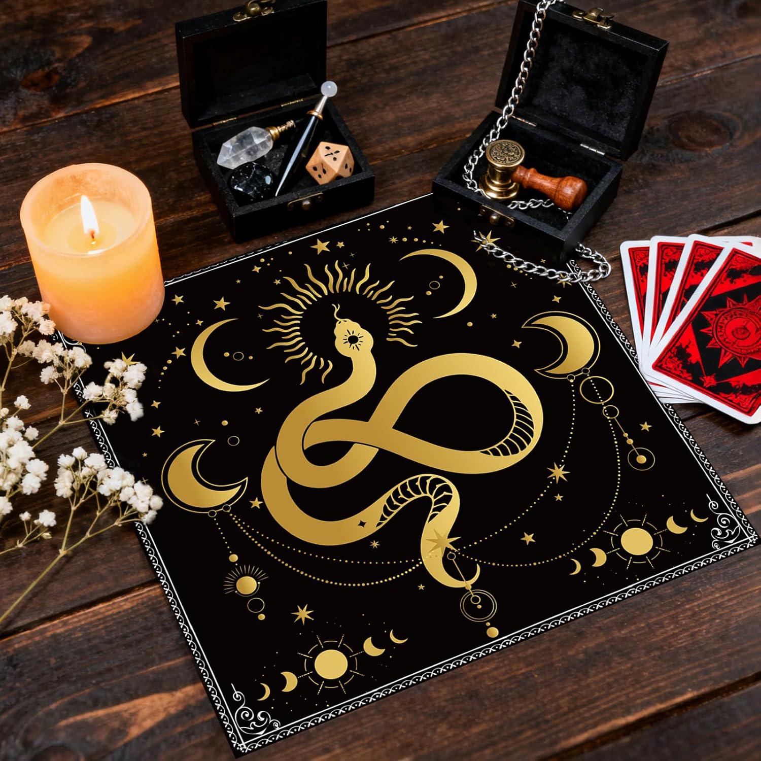 XL Witch Alter | Mantle | Ritual | Divination | Tarot Cloth | Golden Serpent