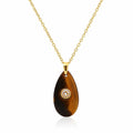 Gold Chain Pendant Necklace | Tiger's Eye Crystal | Protective Confidence | Teardrop Pendant