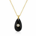 Gold Chain Pendant Necklace | Obsidian Crystal | Protection & Grounding | Teardrop Pendant