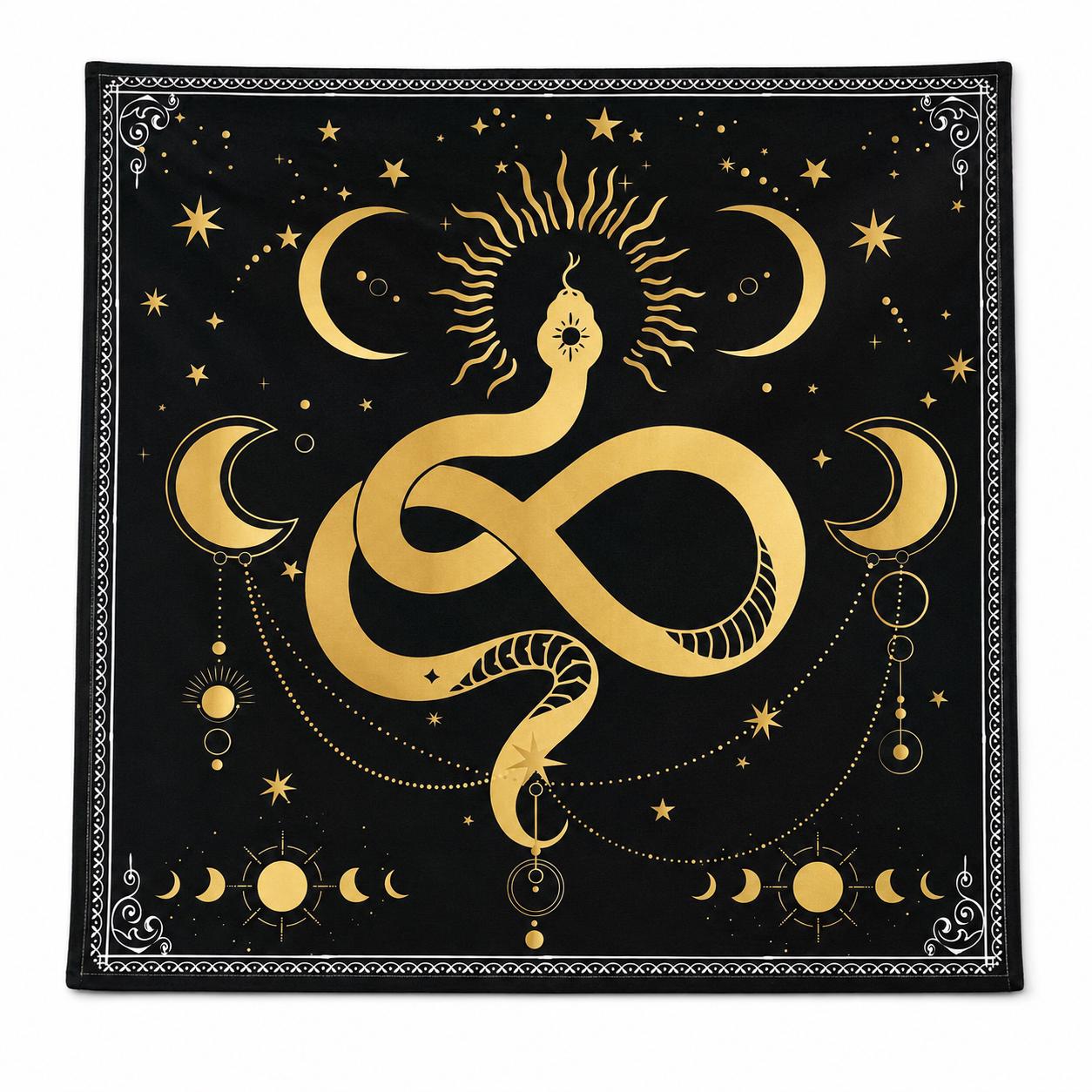 XL Witch Alter | Mantle | Ritual | Divination | Tarot Cloth | Golden Serpent