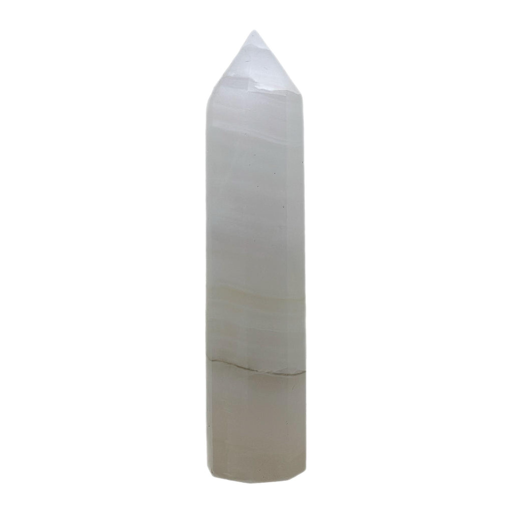 Crystal + Rocks | Polished | UV Reactive | Pink Mangano Calcite Tower | 6inch