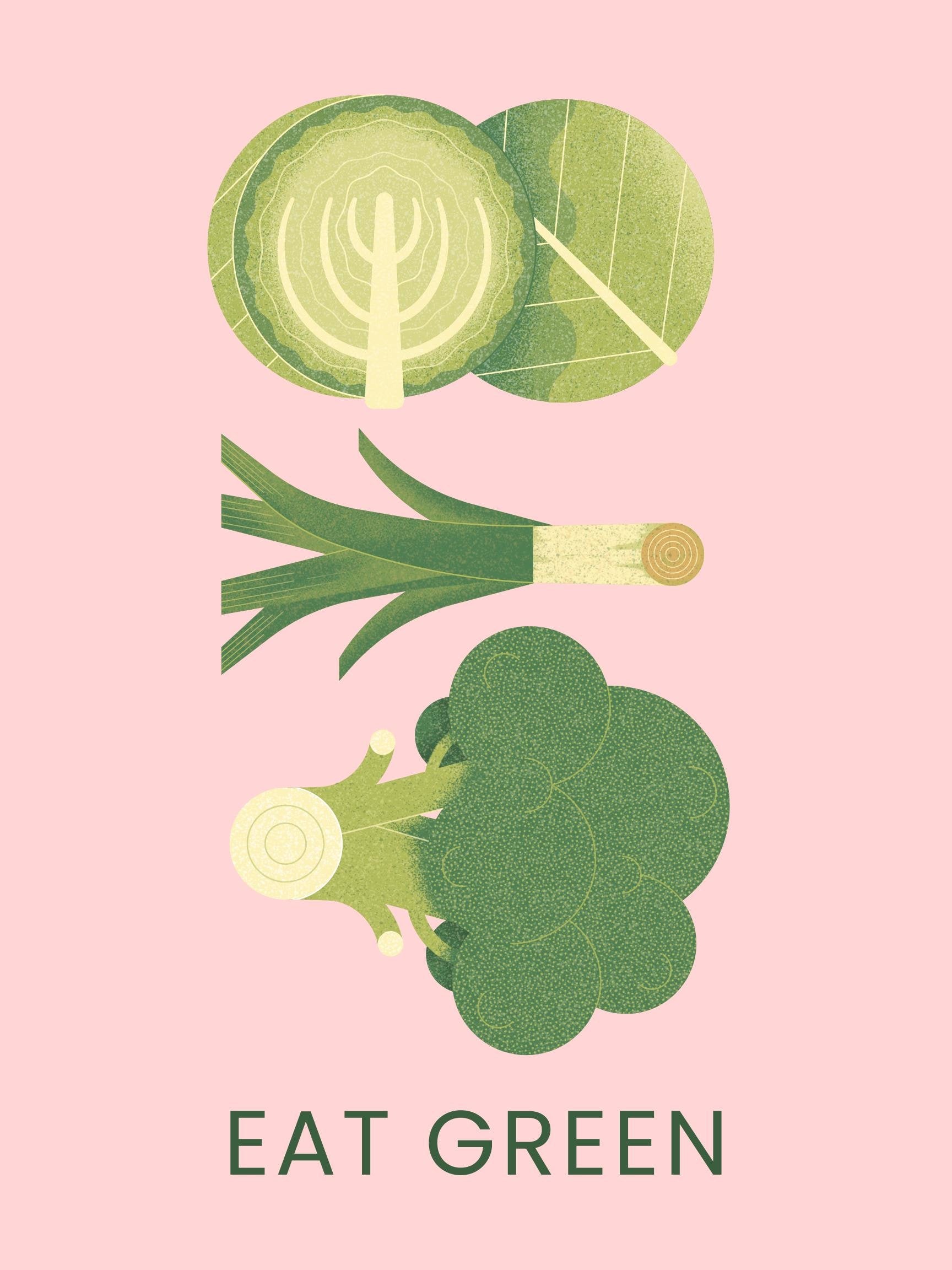 Eat Green | Digital Poster | Wall Art Decor | Kitchen Art | Witchcraft Herbology Healing | Instant Download