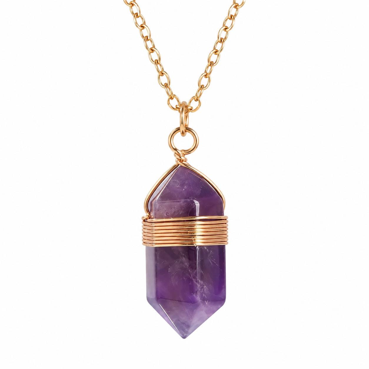 Amethyst Gold Chain | Pendant Necklace | Crystal | Calm + Spirtuality | Point Pendant