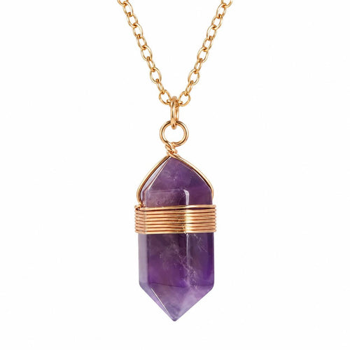 Amethyst Gold Chain | Pendant Necklace | Crystal | Calm + Spirtuality | Point Pendant