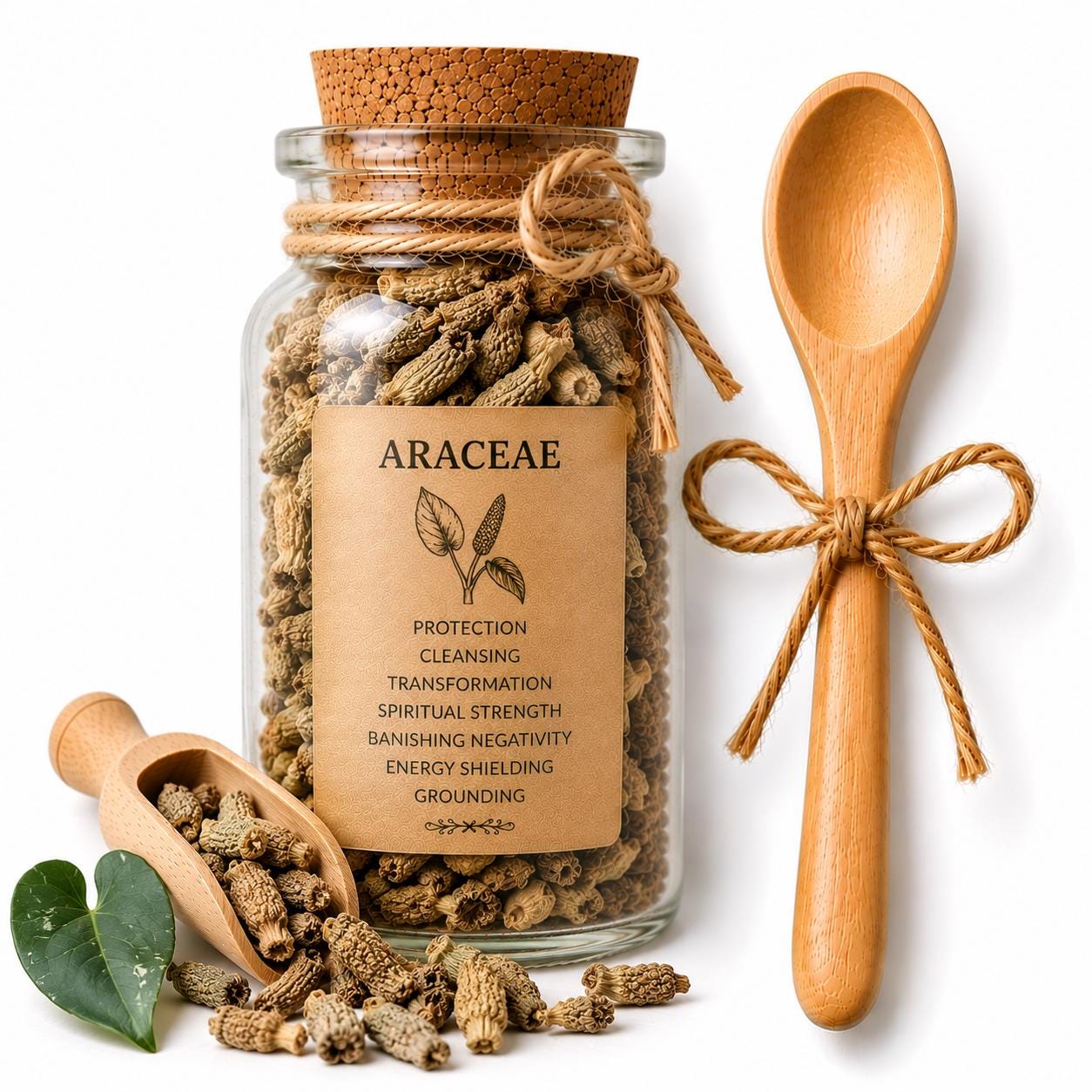 Herb Spell Jar + Spoon | Araceae | Dried, Cut & Sifted | Protection + Transformation Botanical | 50ML