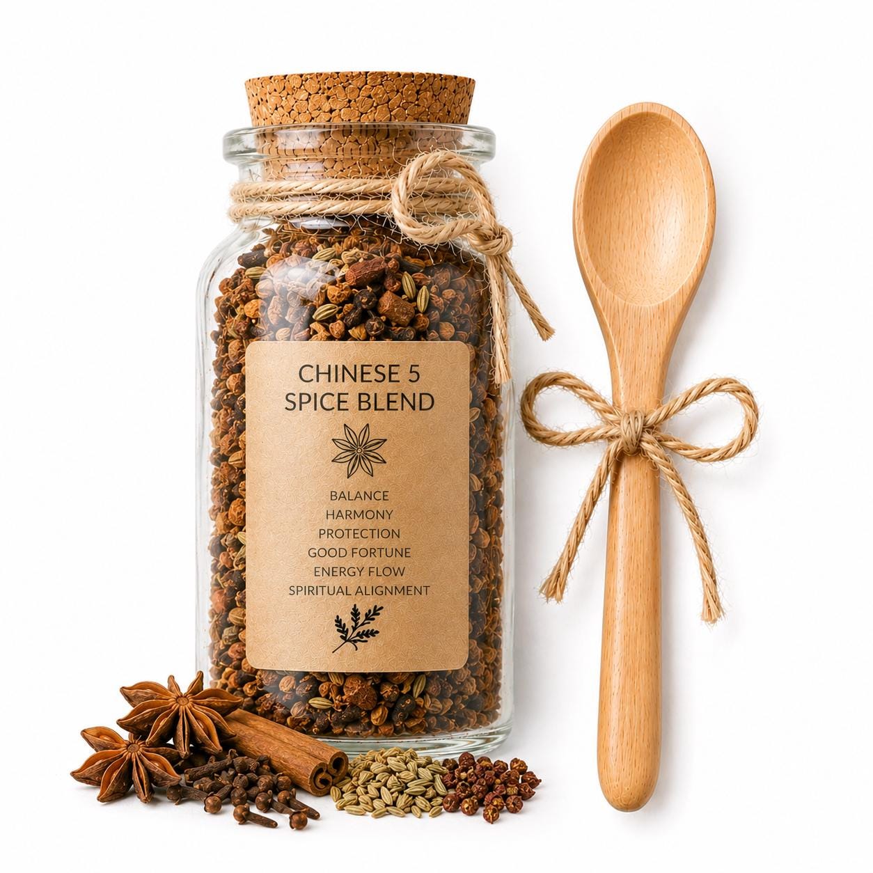 Herb Spell Jar + Spoon | Chinese 5 Spice Blend | Dried, Cut & Sifted | Balance + Harmony Botanical Blend | 50ML