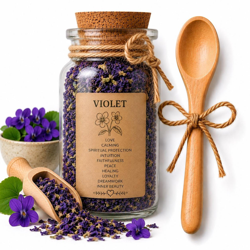 Herb Spell Jar + Spoon | Violet | Dried, Cut & Sifted | Love + Intuition Botanical | 50ML