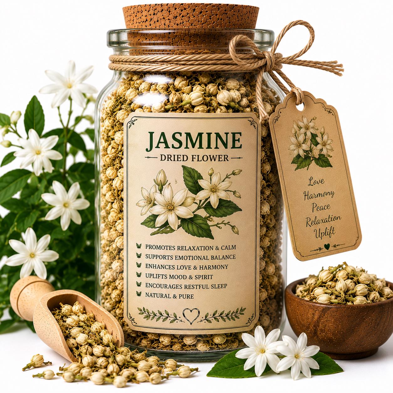 Spell Jar + Spoon |Jasmine | Dried, Cut & Sifted | Jasminum Officinale | 50ML
