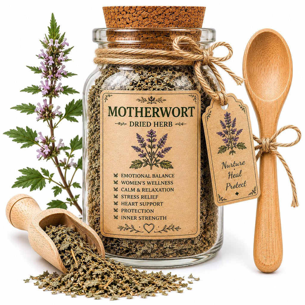 Herb Spell Jar + Spoon | Motherwort | Dried, Cut & Sifted | Leonurus Cardiaca | 50ML